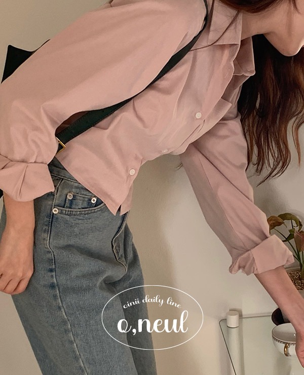 [o,neul] basic crop shirts - 핑크