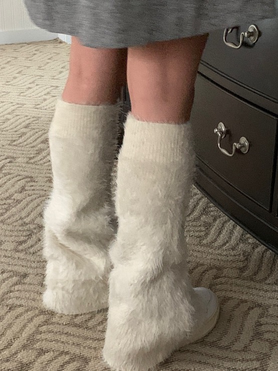 fur leg warmer - 2color